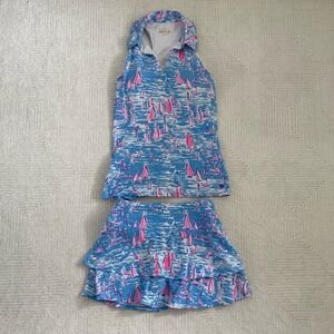 Lilly Pulitzer golf set, size XS, pink and blue print